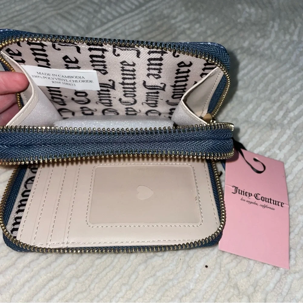 Juicy Couture Denim Blue Double Zip-Around Wallet